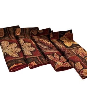 Fall Tapestry Leaves Placemats Set Of 4 Fall Decor Thanksgiving Festive Autumn